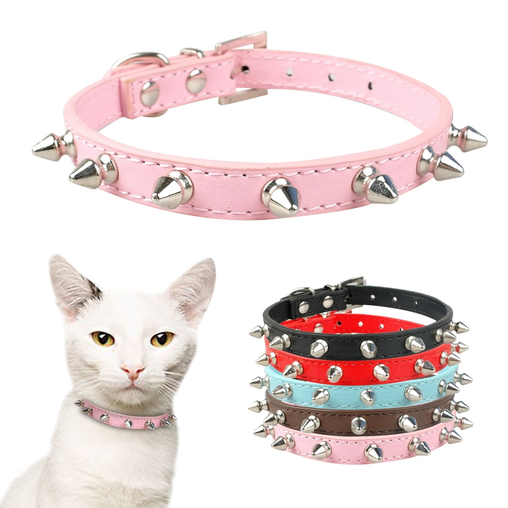 Cool Collar Cats Leather Spiked Studded  5 Colors