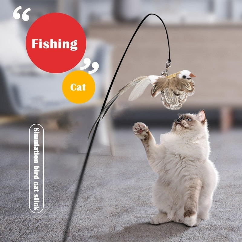 Bird interactive Cat Toy Funny Feather Bird with Bell Cat Stick