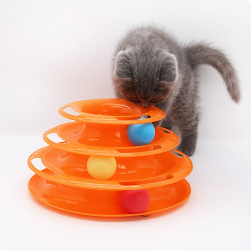 Tower Cat Toy Turntable Roller Balls Toys for Cats