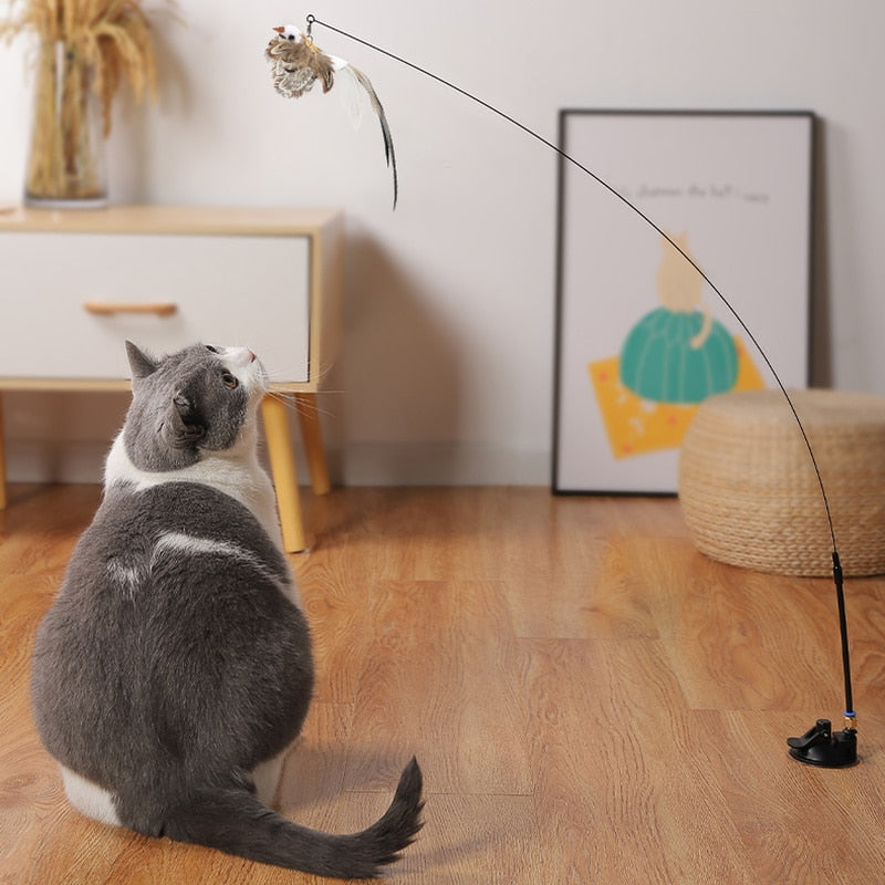 Bird interactive Cat Toy Funny Feather Bird with Bell Cat Stick