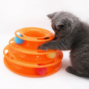 Tower Cat Toy Turntable Roller Balls Toys for Cats